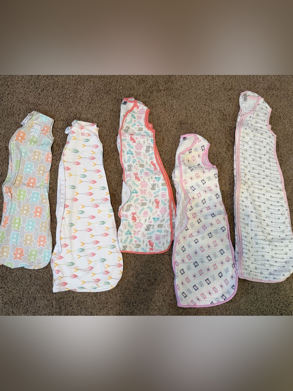 Baby Sleeveless Swaddle Sack Set - Pastel Arrow & Animal Prints